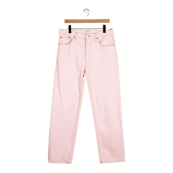 Re/Done Loose Washed Pink Denim Wide Leg Jeans NWT - Picture 8 of 9